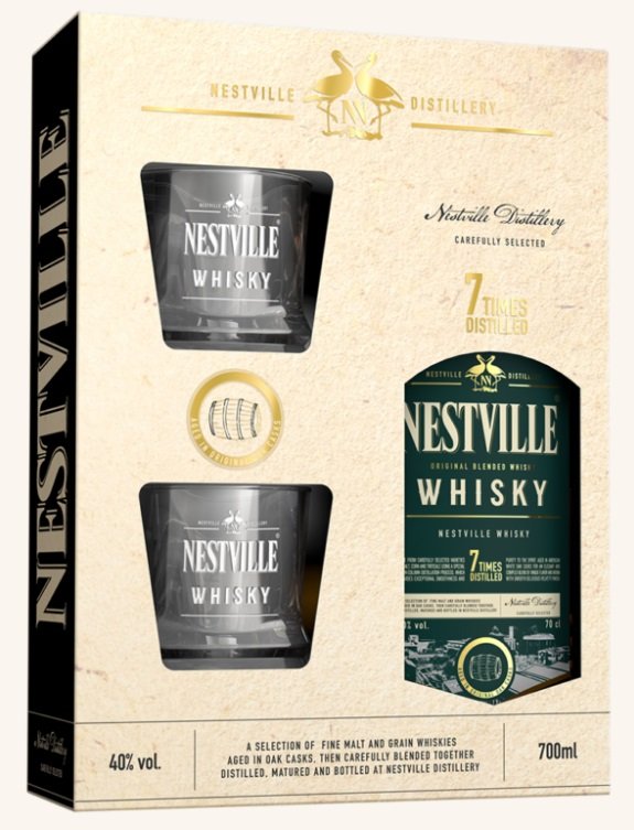 Nestville Whisky Blended 3yo darčekové balenie s pohármi 40% 0,7L