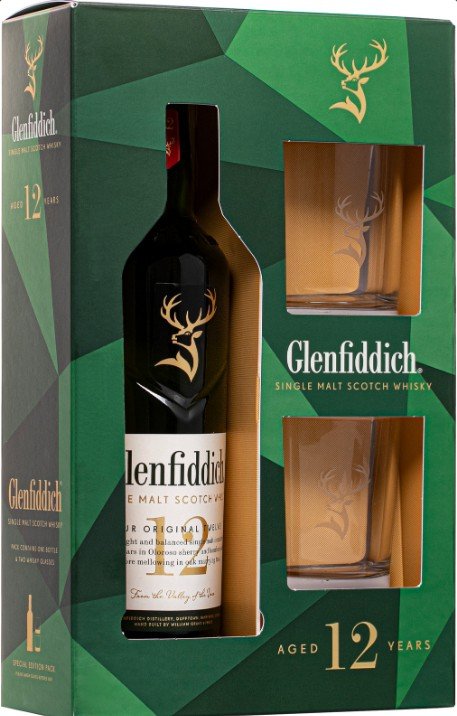 Whisky Glenfiddich 12y 40% 0,7L+ 2 poháre