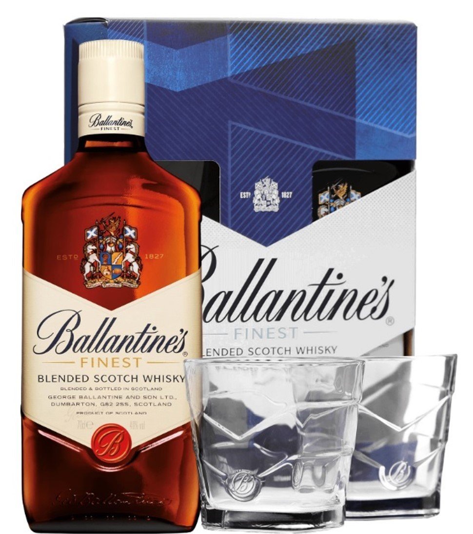 Whisky Ballantines 40% 0,7L + 2poháre