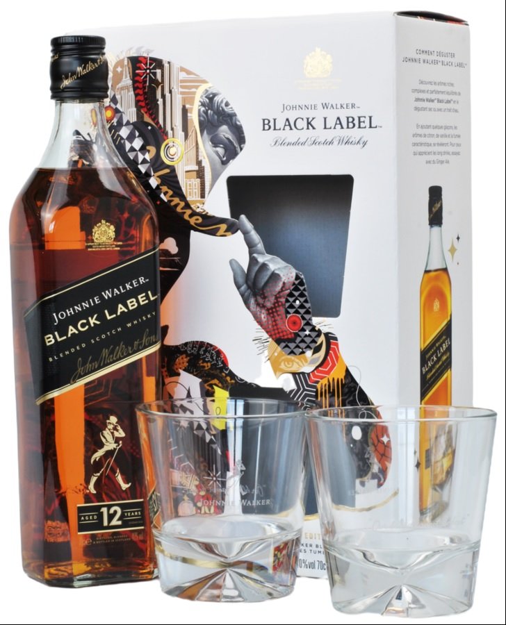 Whisky Johnnie Walker Black 40% 0,7L+2 poháre
